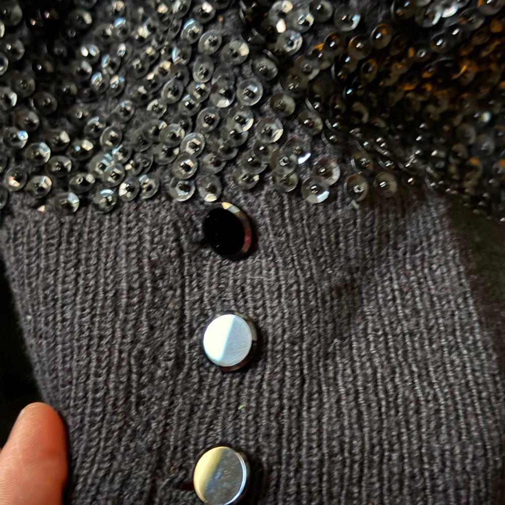 Vintage 1960s Lord and Taylor Sequin Wrap Sweater - Picture 2 of 5